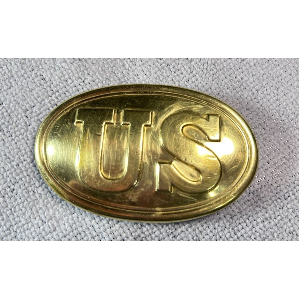 US Gold Metal (Brass?) Reproduction Vintage Belt Buckle Civil War Look a Like
